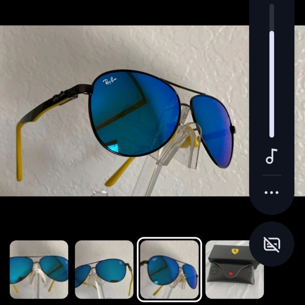 Ray-Ban Scuderia Ferrari Aviator Sunglasses with Blue Lenses and Yellow Temples - Picture 4 of 10